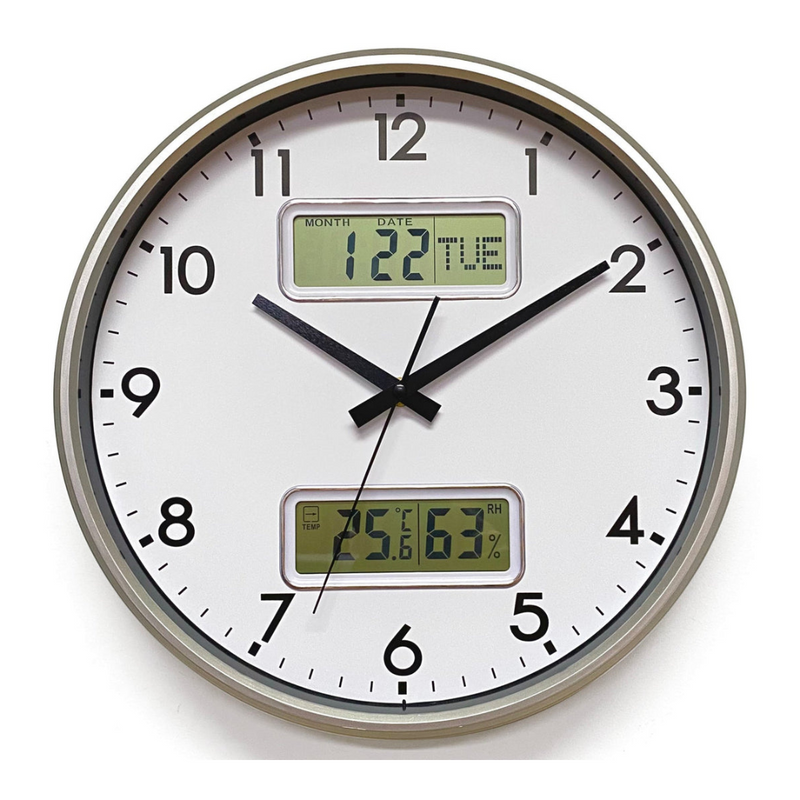 Ronis LCD Display T&H Wall Clock 32cm Assorted