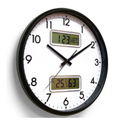 Ronis LCD Display T&H Wall Clock 32cm Assorted