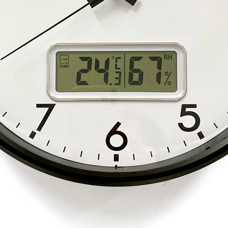 Ronis LCD Display T&H Wall Clock 32cm Assorted