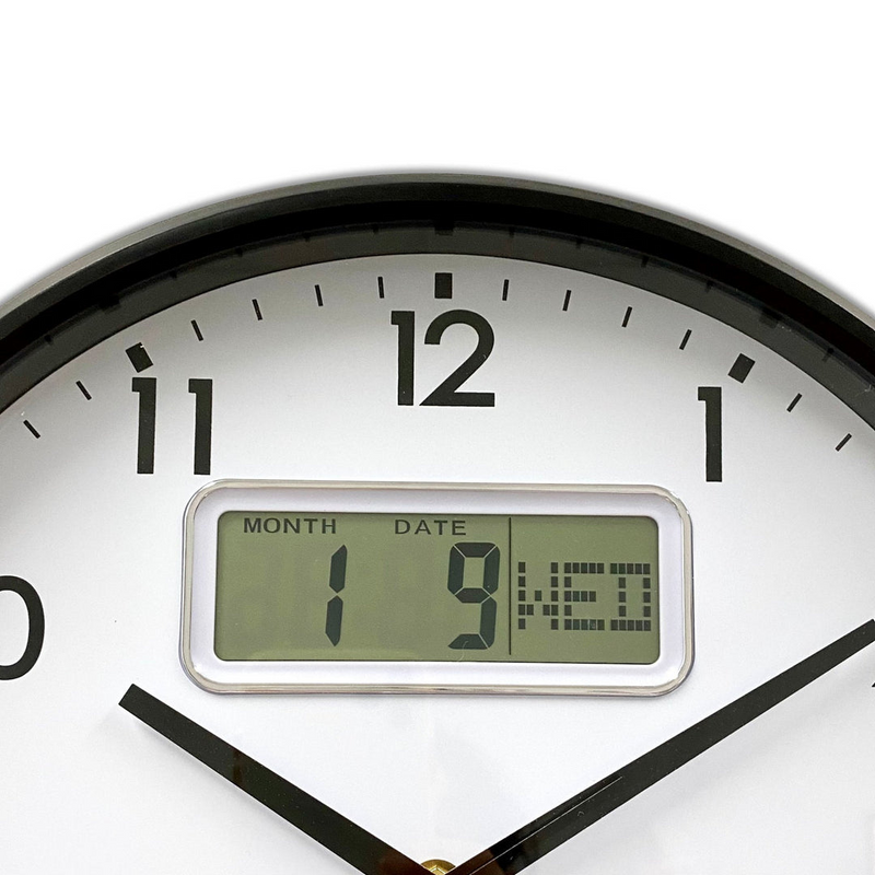 Ronis LCD Display T&H Wall Clock 32cm Assorted