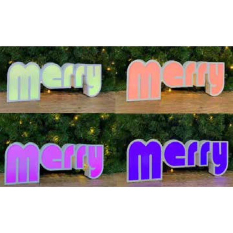 Ronis LED Colour Change Merry Shelf Sign
