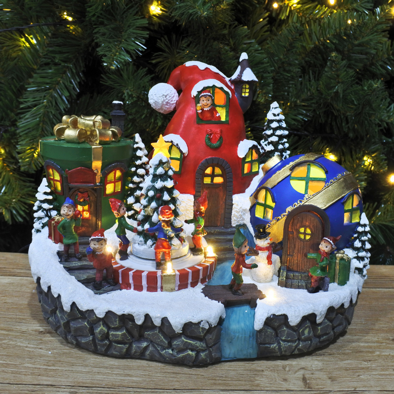 Ronis LED Musical Elf Village Scene