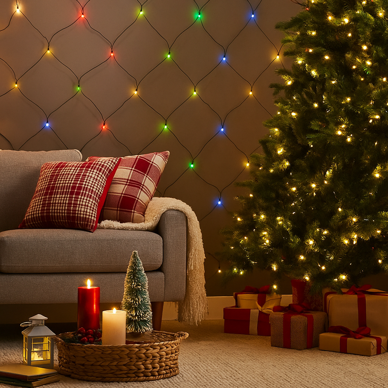 Multicolour LED 160 Connectable Net Light with dual power USB and battery option – for indoor and outdoor decoration