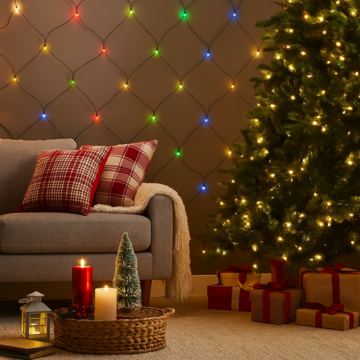 Multicolour LED 160 Connectable Net Light with dual power USB and battery option – for indoor and outdoor decoration