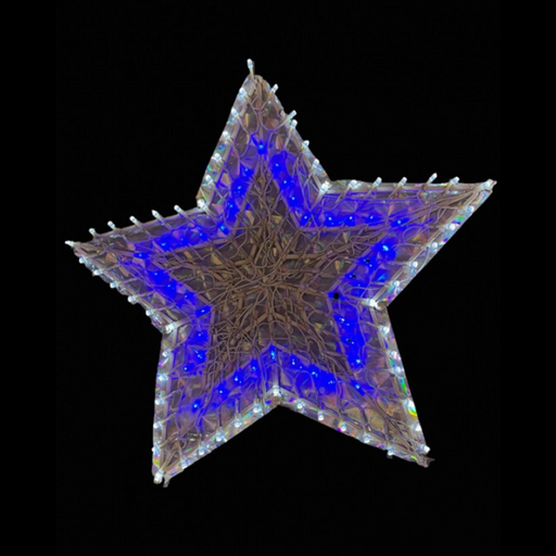 LED 3 Layer Stars 54x54cm in Blue White Blue design, festive decoration light