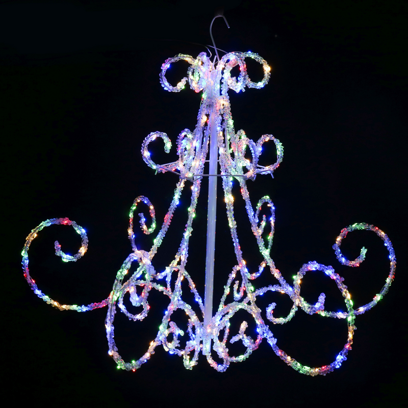 LED Acrylic Chandelier Flashing Multicolour hanging decoration with vibrant festive glow