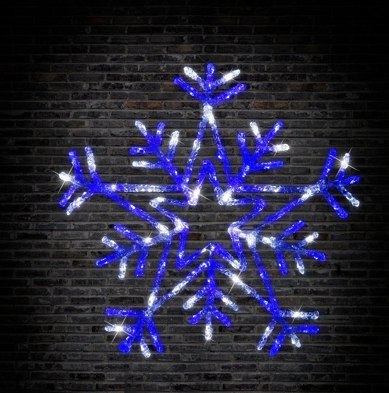 LED Acrylic Snowflake Flashing 65cm – large illuminated snowflake decoration with flashing LEDs for indoor and outdoor displays