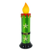 33cm tall green LED candle with realistic flickering flame – flameless Christmas candle for safe seasonal decoration