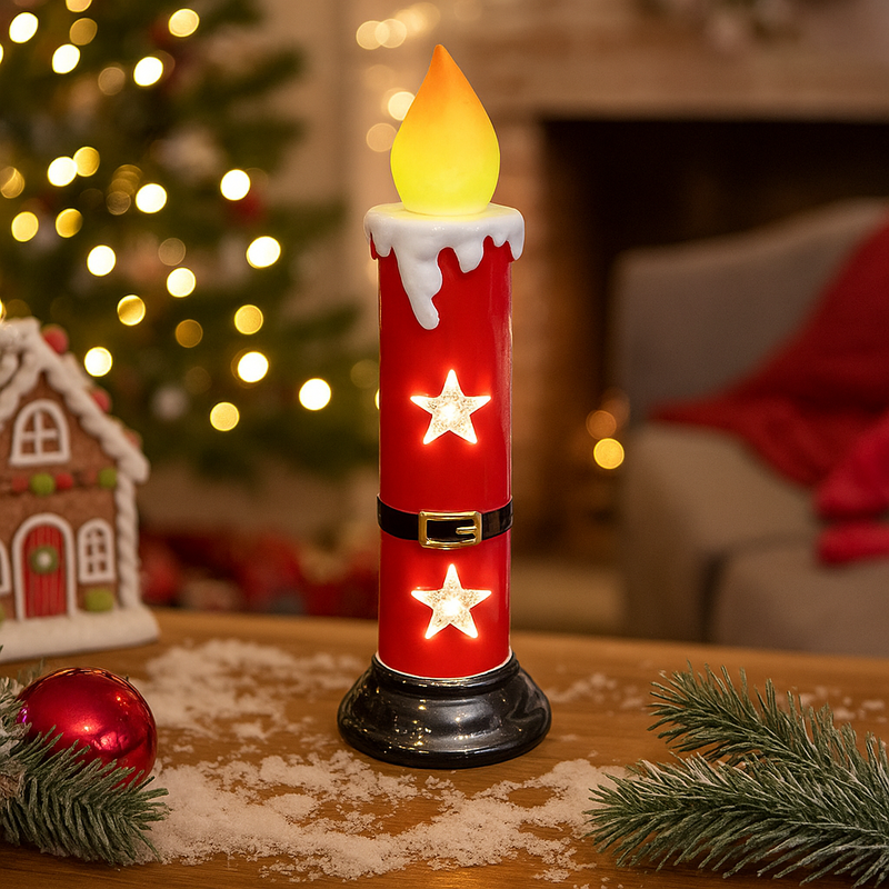 33cm red LED candle with realistic flickering flame – safe and festive Christmas lighting décor