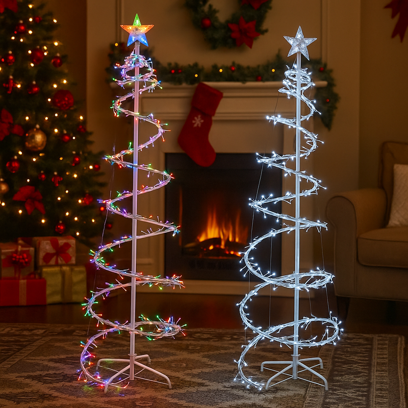 Decorative LED Spiral Tree Cluster Lights for Indoor and Outdoor Display