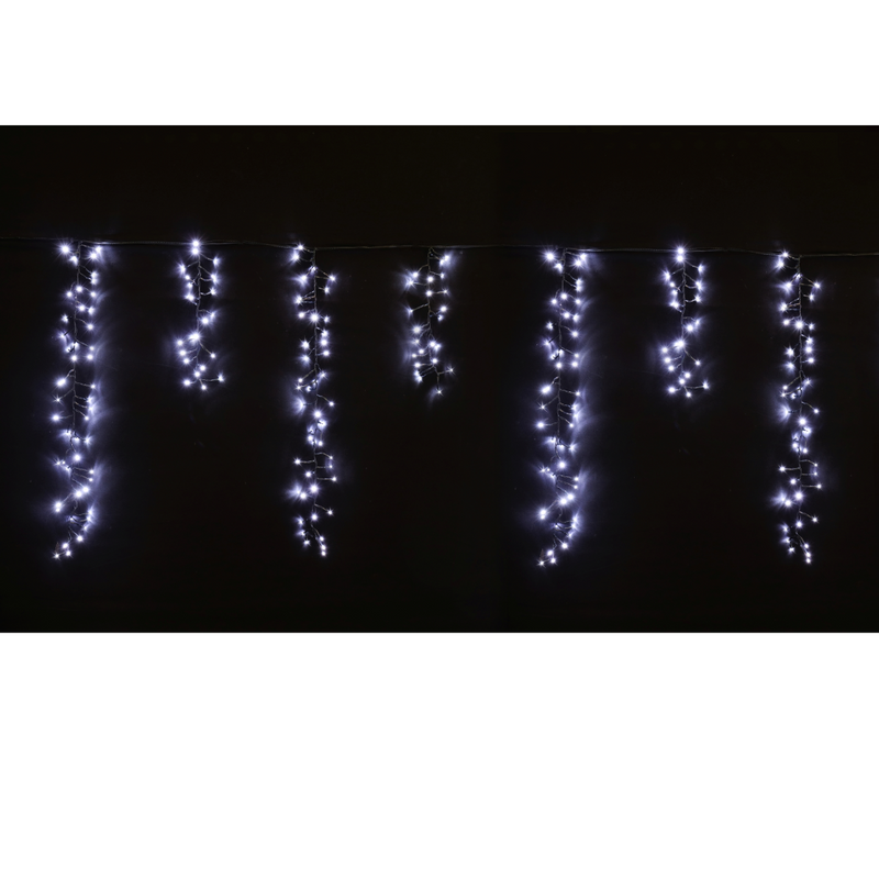 LED Dancing Cluster Icicles 900cm Cool White decorative lights with shimmering icicle effect