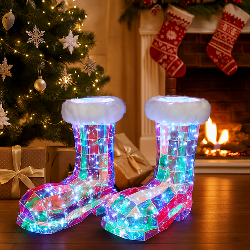 Glowing LED Santa Boots festive decoration indoor and outdoor