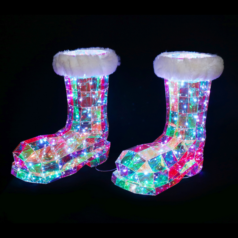 Glowing LED Santa Boots festive decoration indoor and outdoor