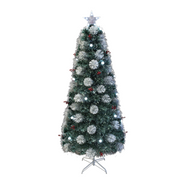 180cm snowy flocked fibre optic Christmas tree with flashing multicolour LED lights