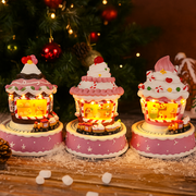 LED Frosted Gingerbread Cupcake Rotating USB Assorted with festive lights and holiday design