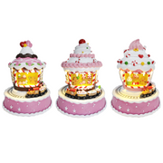 LED Frosted Gingerbread Cupcake Rotating USB Assorted with festive lights and holiday design