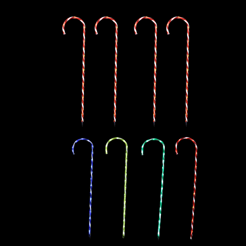 Ronis LED Giant Path Candy Canes Red/Multi 4pk Assorted