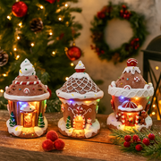 LED Gingerbread Ice Cream House Assorted with glowing lights, whimsical Christmas tabletop decoration.
