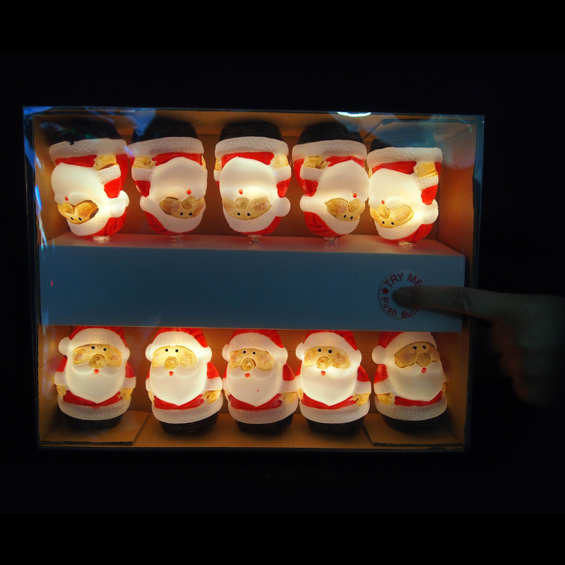 Ronis LED Glitter Santa Lights 10pc