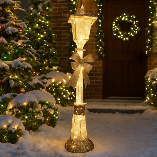 LED Glitter Street Lamp Twinkle Gold 120cm Christmas decoration