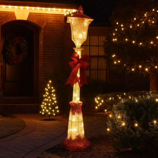 LED Glitter Street Lamp Twinkle Red 120cm Christmas decoration