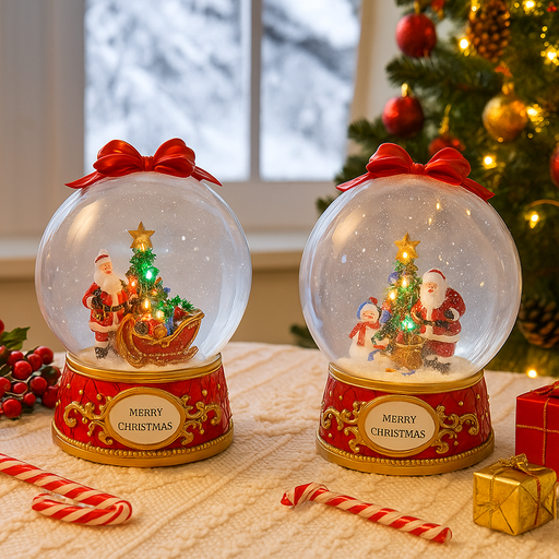 LED music jumbo snow globe with bow fancy base assorted designs