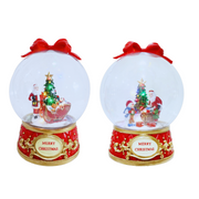 LED music jumbo snow globe with bow fancy base assorted designs