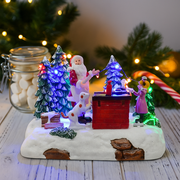 LED Musical BBQ Santa decoration with glowing lights, festive music, and real smoke effect powered by USB