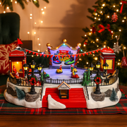 LED Musical Bumper Cars Scene 40cm with moving cars and bright holiday lights