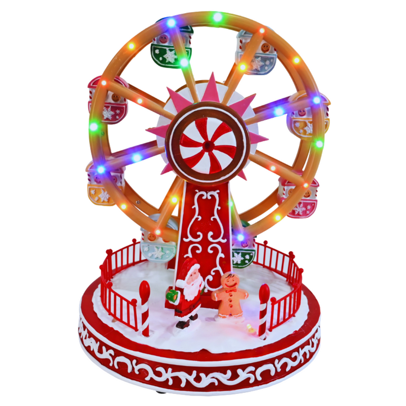 LED Musical Gingerbread Ferris Wheel with flashing lights and festive Christmas design