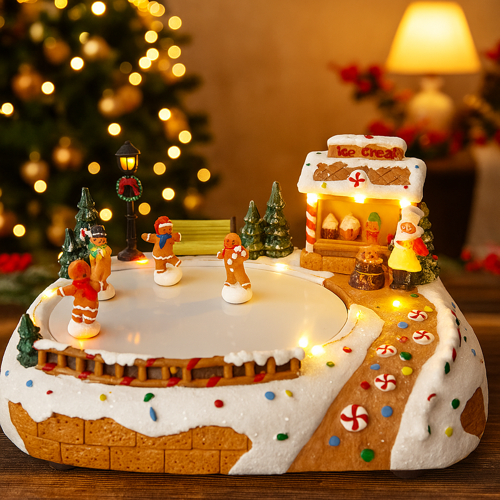 LED Musical Gingerbread Skate Scene — Ronis