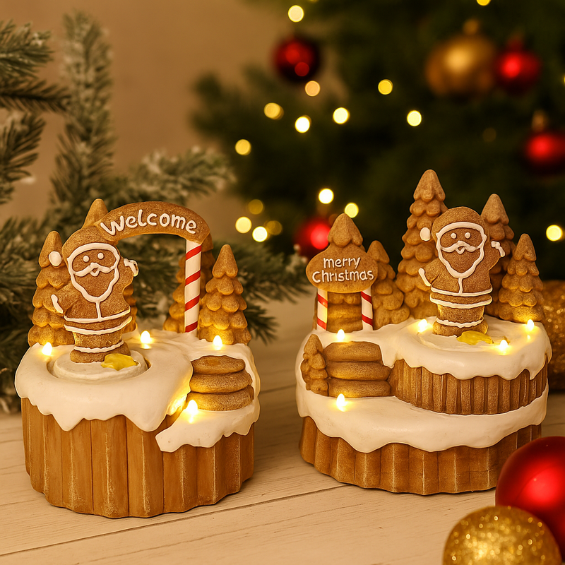 LED Musical Gingerbread Tree Scene Assorted with festive lights and holiday music