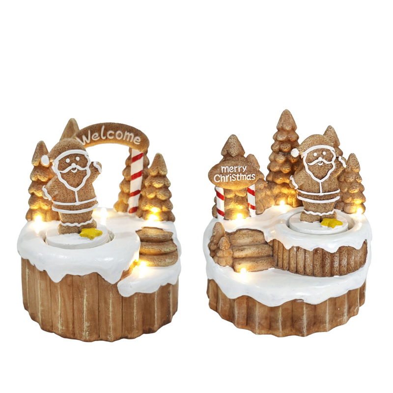 LED Musical Gingerbread Tree Scene Assorted with festive lights and holiday music