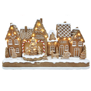 LED Musical Gingerbread Village Scene with USB power, festive lights, and Christmas music