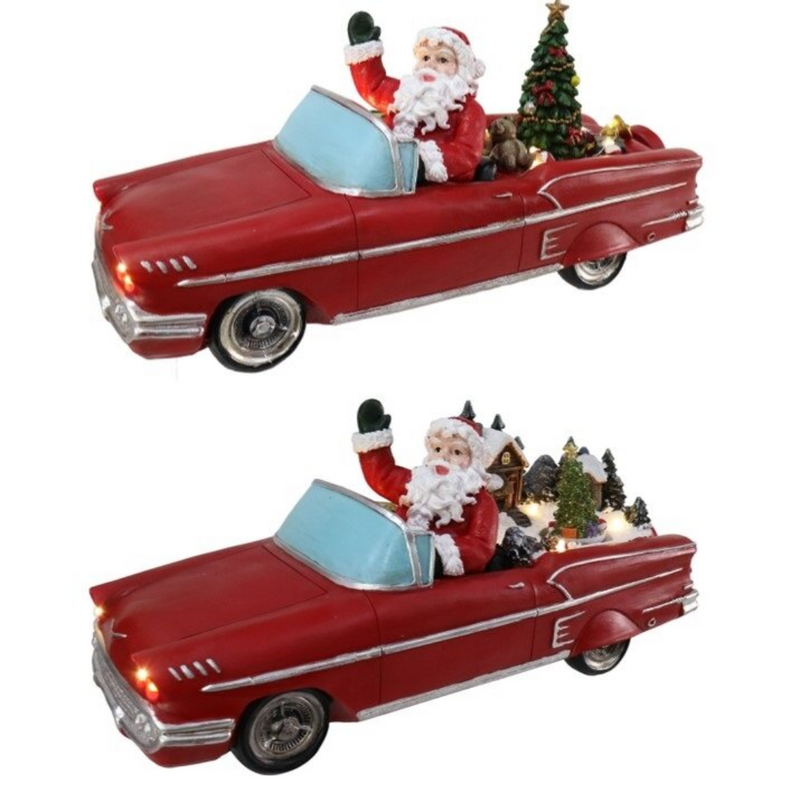 Ronis LED Musical Santa Hot Rod Car Rotating Scene Assorted