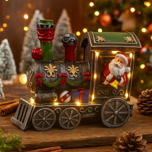 Christmas LED Musical Santa Train Engine USB-powered animated décor