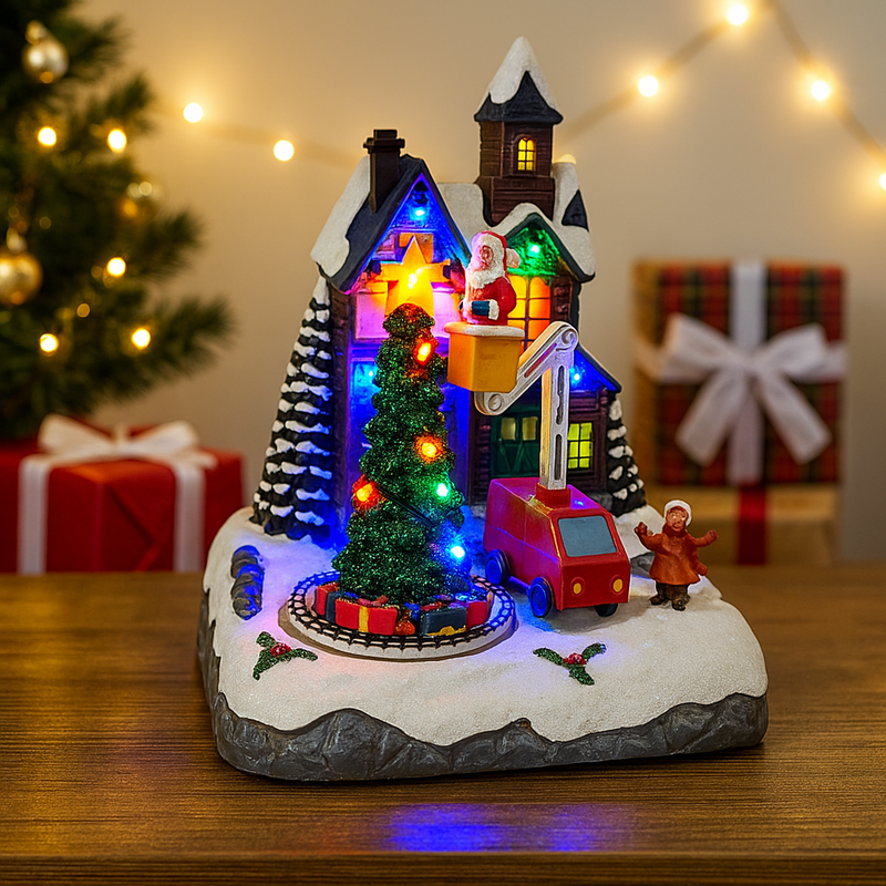 LED Musical BBQ Santa decoration with glowing lights, festive music, and real smoke effect powered by USB