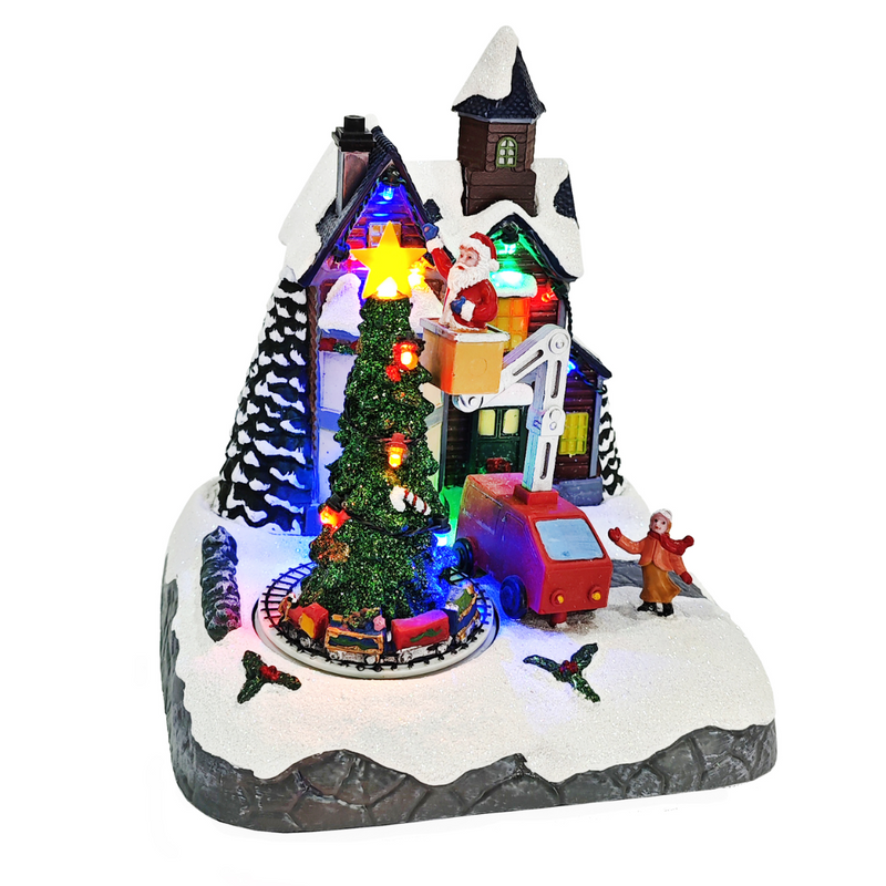 LED Musical BBQ Santa decoration with glowing lights, festive music, and real smoke effect powered by USB