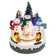 LED Musical Snowman Castle with rotating motion, glowing lights, and festive music powered by USB