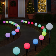 LED path ball lights colour change set of 10 illuminating garden pathway