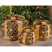 Ronis LED Presents 3pc Pine Berry Topper Assorted