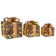 Ronis LED Presents 3pc Pine Berry Topper Assorted