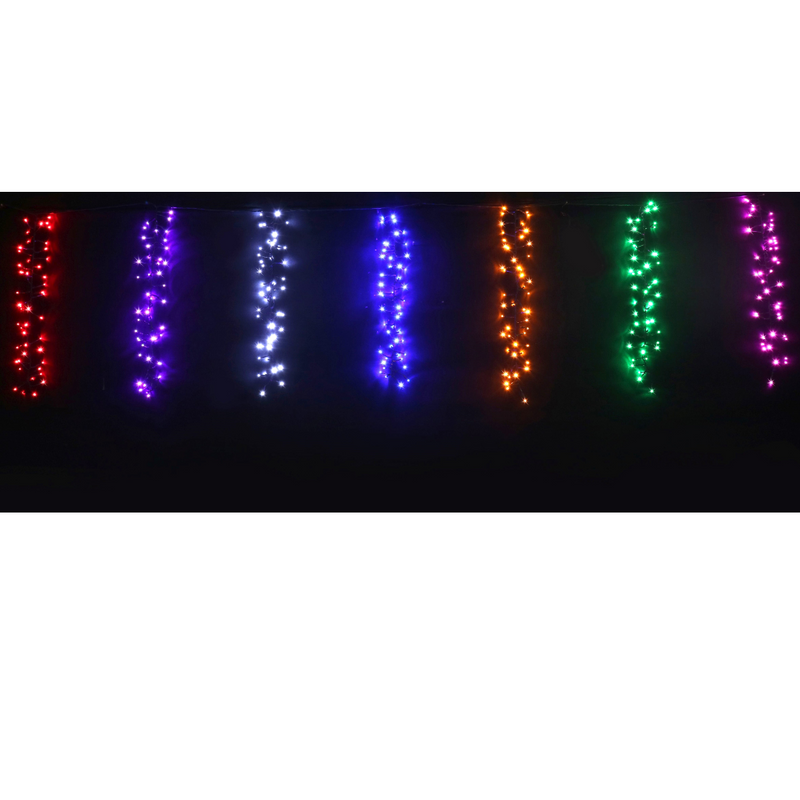 LED Rainbow Cluster Strand Lights Digital with vibrant multi-colour effects for festive decoration