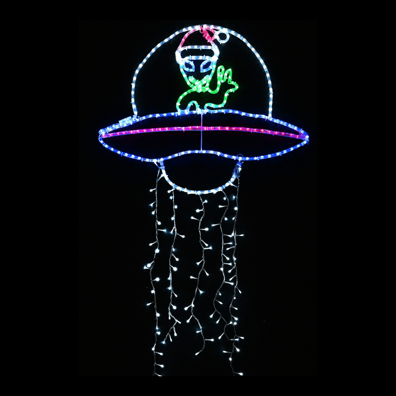 Colourful UFO alien rope light decoration outdoor and indoor