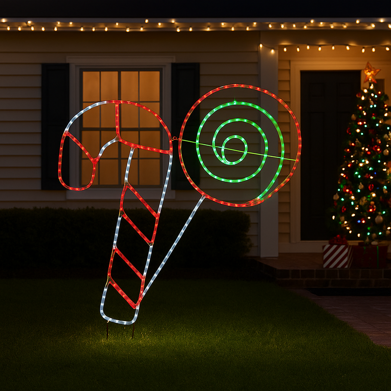 LED Rope Light Candy Cane Lollipop Twinkle Outdoor Christmas Decoration