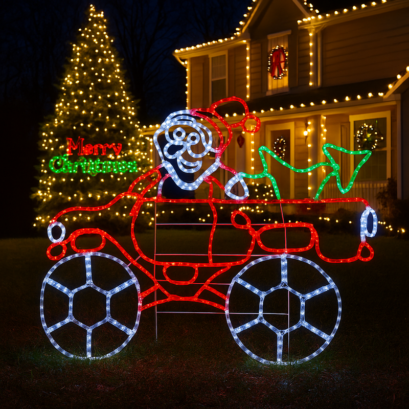 Outdoor LED rope light Santa pickup truck Christmas decoration