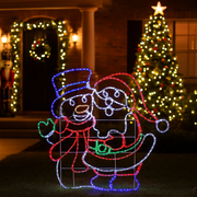 Festive LED rope light Santa and snowman Christmas display