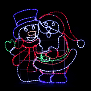 Festive LED rope light Santa and snowman Christmas display