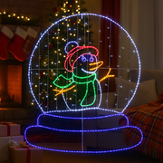 LED ropelight snowman in snowglobe with twinkling lights