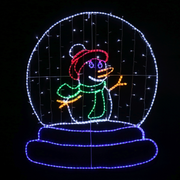 LED ropelight snowman in snowglobe with twinkling lights
